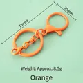 Orange metallic figure-8 swivel keychain with large lobster clasp and ring, 75mm x 30mm - Small 8-Rotation Style / Orange
