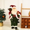 Standing Santa Claus doll in red velvet robe holding lantern and gift box decoration - Red Green Santa Large Size 73cm