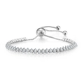 Detail of adjustable silver tennis bracelet with marquise-cut marquise stones and bead slide - 2*4mm Marquise Stone / White Gold