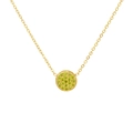 Elegant gold titanium steel necklace with a round pendant set in green crystals - August Light Green - Gold