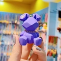 Purple geometric resin rabbit keychain with matte low-poly design and golden star detail - Single Purple Pendant