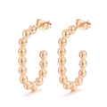 French retro C-shaped quilted earrings in rose gold metal beaded design for women - Style B Beaded C-Shape (KE108801-KFC) / Rose Gold