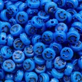 Royal blue acrylic smiley face flat round beads for DIY bracelet jewelry making - Royal Blue Black Smile