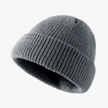 Classic grey ribbed knit beanie for men and women featuring a warm folded cuff design - Gray