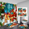 Christmas snowman waterproof bathroom set with shower curtain and floor mats 4-piece kit - 90x180cm/Single Shower Curtain / ZXS-04/Multi-color Snowman