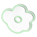 Blumen-Acryl-Untersetzer mit weißen Blütenblättern und grünen Kanten auf weißem Grund - Grün