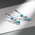 Blue fox-shaped drop earrings with silver S925 finish and zircon crystal inlay - Aquamarine Fox Ear Hooks Led-119