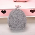 Mini grey teddy fleece backpack coin purse keychain for lipstick storage - Solid Color Bag - Dark Gray