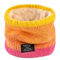 Knit neck warmer featuring a yellow and pink gradient with beige fleece lining - Bright Yellow