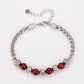Men's dragon bone chain bracelet with red jasper beads and polished steel accents - Blood Red