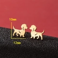 Chic golden stainless steel dachshund puppy stud earrings 10mm x 12mm size display - Sitting Dachshund (780) / Gold