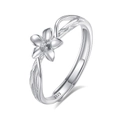 Elegante anello in argento sterling S925 con un delicato design a fiore in argento - Aperto Regolabile / Stile da Donna (Forma di Fiore)