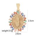 Golden Virgin Mary pendant with colorful zircon stones and size dimensions - Colorful Zirconia Oval Virgin Mary D2006JC