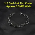 8.5mm wide silver O-link flat chain bracelet in titanium steel with lobster clasp - 8.5MM / Flat Cable Chain