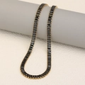 18K gold plated stainless steel necklace featuring a black rectangular gemstone pendant - Gold-Black Necklace