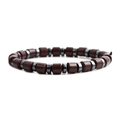 Bracciale di perle di ematite marrone lucido con distanziatori grigio metallizzato - Stile Perla Cilindrica Marrone Rossastro (3)