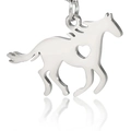 Polished silver stainless steel horse pendant with hollow heart detail on white background - Silver Horse Pendant / Silver