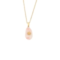 Collana con pendente in pietra naturale irregolare ed emblema del sole dorato su acciaio - Stile Sole Rosa Bianco (4#Pietra Bianca)