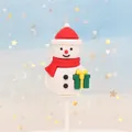 Christmas snowman cake topper with red hat and green gift box decoration, 5.1cm height - New Soft Glue Snowman with Gift