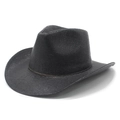 Chapeau de cowboy western classique en paille tissée noire avec large bord pour adultes - M (56-58cm) / Noir