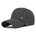Men's thermal baseball cap in dark gray textured fabric with protective ear flaps - Adjustable / Gray