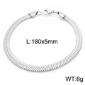 Minimalist silver stainless steel flat snake chain bracelet measuring 180x5mm and weighing 6g - 5mm Steel Color Bracelet (KB164834-Z)