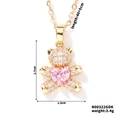 Detailed bear pendant measurements showing 1.7x1.3cm size and pink heart zircon inlay - Gold Pink Heart (N0032GDK)