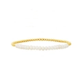 Detailed close-up of Baroque freshwater pearls and 18K gold beads on elastic bracelet - 3mm Gold Beads with Multiple Pearls Row Bracelet