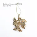 Golden Christmas holly branch pendant LF-7270G with berry detail and hanging cord - Gold Holly Leaf & Berries (LF-7270G)