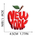 Macro detail of red New York apple embroidery patch showing texture and 3cm height scale - New York Apple (W12MZ-07-18)
