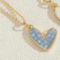 Golden heart necklace with blue-purple iridescent shell inlay and delicate gold chain - Royal Blue