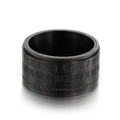 Mattschwarzer Edelstahl-Spinner-Ring mit gravierter numerischer Kalenderskala für Herren - US 7 / Schwarz