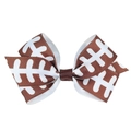Detail of brown ribbon hair bow with white football pattern and durable metal duckbill clip - 6#-Brown Football Texture