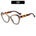 Montatura per occhiali cat-eye grigia con blocchi geometrici colorati, stile C9 - C9-Montatura Cachi Lenti Trasparenti