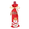 Housse de bouteille de vin de Noël rouge avec bonhomme de neige 3D et broderie dorée - Style Bonhomme de Neige Avec Lettres