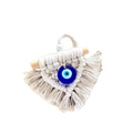 Decorazione da parete in macramè fatta a mano con occhio blu e corda di cotone bianco - Stile Bianco con Evil Eye