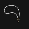 Elegante collana di perle con chiusura OT dorata e pendente lettera U su sfondo nero - Lettera B in Acciaio Inossidabile Dorato