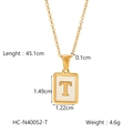 Gold 18K titanium steel T-letter necklace with white shell inlay, 45.1cm length - Letter T (HC-N40052-T)