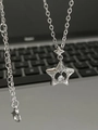 Chic silver liquid lava star pendant necklace with dangling zircon stone for women - Silver Moving Zircon Star Style (X002)