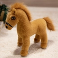Peluche a forma di cavallo marrone con criniera rossastra e morbido velluto per bimbi - 20cm Con Ventosa / Cuoio