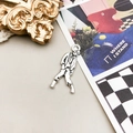 Silver vintage zombie pendant for DIY necklaces with a metallic finish and top loop - 1Pc Devil 12x27mm