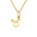 Golden Taurus zodiac pendant necklace in polished stainless steel with fine O-chain link - Taurus-Gold