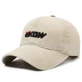 Berretto da baseball in cotone kaki con ricamo eKGW e visiera curva sportiva - Regolabile / Beige Chiaro