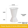 White medium plastic floral bucket for bouquets with 28cm total height and 141g weight - H-Series White Medium