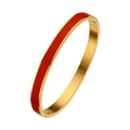 Minimalist gold-plated stainless steel bangle with classic red enamel finish - 6MM Gold + Red