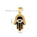 Goldener Hamsa-Hand-Anhänger mit Emaille, Kristallen und Maßangaben 27x19mm - Hand der Fatima(HD-57)
