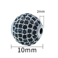 10mm sphere bead with black micro-pave cubic zirconia and 2mm hole for DIY jewelry - 10mm-Black Zirconia-Silver
