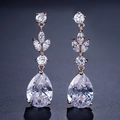 Elegant rose gold drop earrings with teardrop cubic zirconia and marquise stones - Fsep4004b Earrings Rose Gold Teardrop Shape Set With Cubic Zirconia.