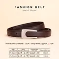 Brown leather belt with silver U-buckle and detailed size guide for dress and suit - Silver Buckle Dark Brown