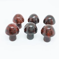 Set of six mini polished red and black jasper stone mushroom carvings for home decor - African Red Agate